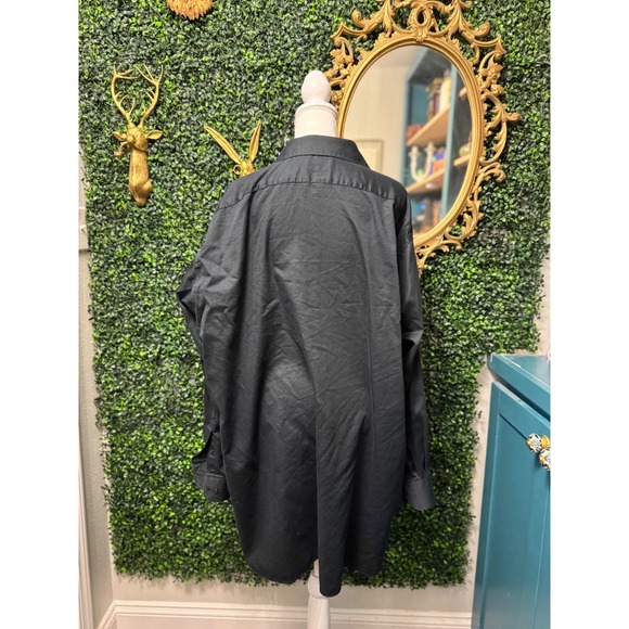 Van Heusen Lux Sateen Black Button Down Shirt Tall Fit Long Sleeve Men's - Picture 3 of 4